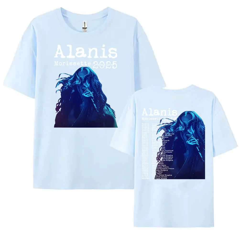 Фото Футболка Alanis Morissette 2025 World Tour с коротким рукавом и круглым вырезом, женские/мужские футболки, уличная одежда в стиле хип-хоп, футболки унисекс, хлопковые мягкие топы №4