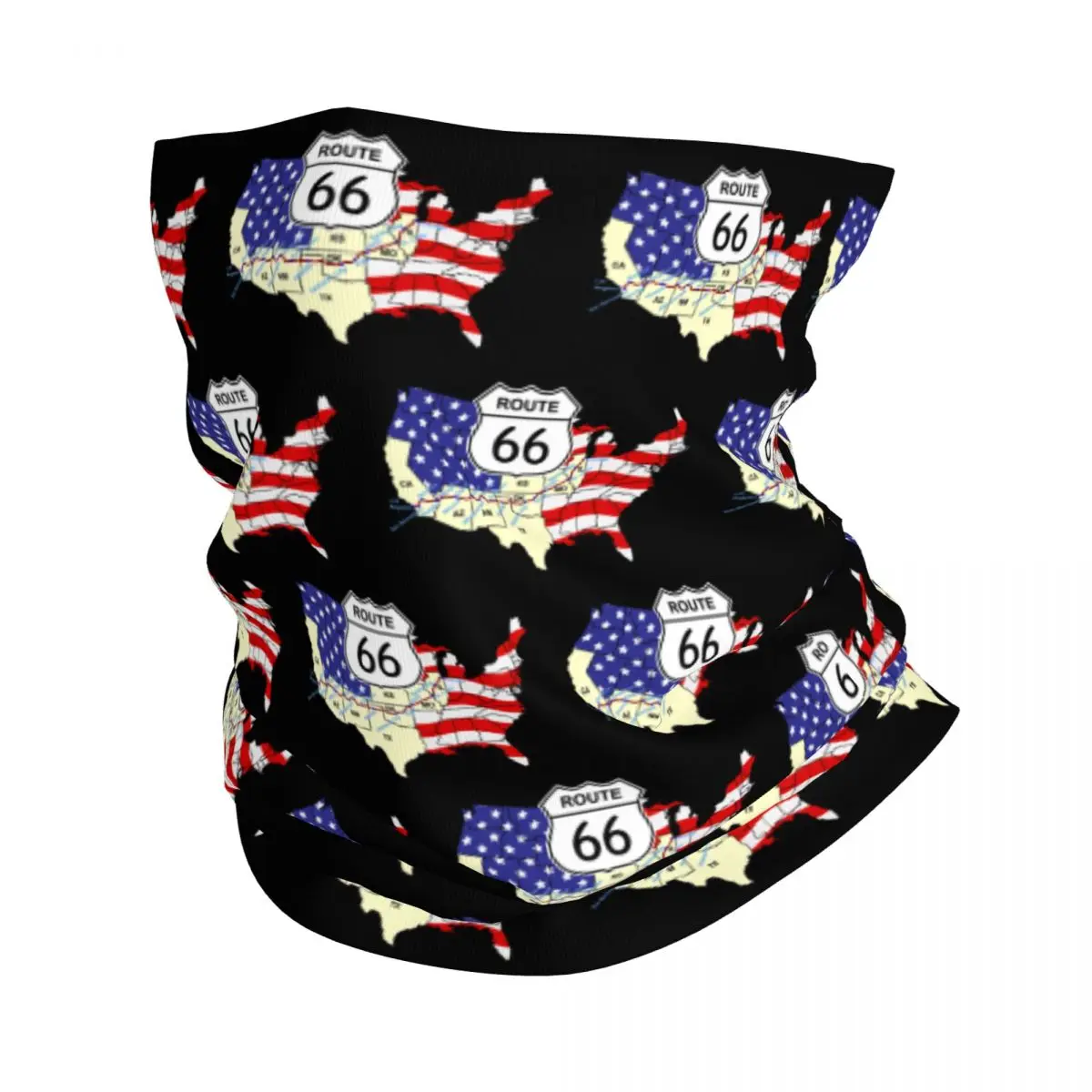 

Route 66 Bandana Neck Warmer Women Men Winter Ski Tube Scarf Gaiter Americas Highway Face Cover