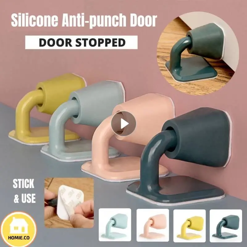 Silicone Door Stopper Floor Mounted Rubber Protector Door Handle Bumper Home Guard Safety Stoper Door Wedge Stop Protector Tools