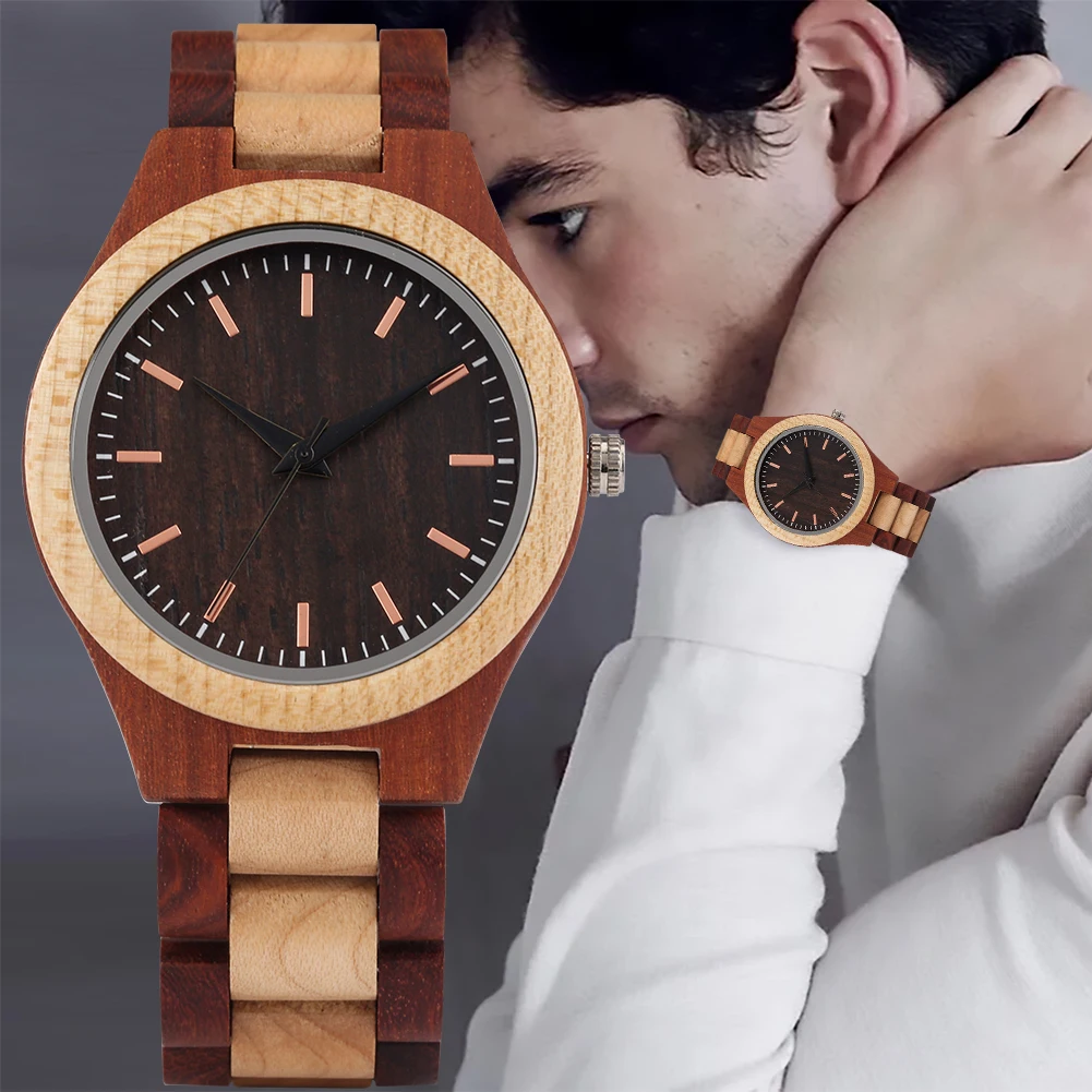 

Часы мужские из красного сандалового дерева и кленового дерева, повседневные модные креативные, подарок для мужа