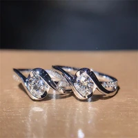elegant size 6 10 white diamond couple white sapphire ring wedding ring cubic zirconia jewelry 925 silver rings