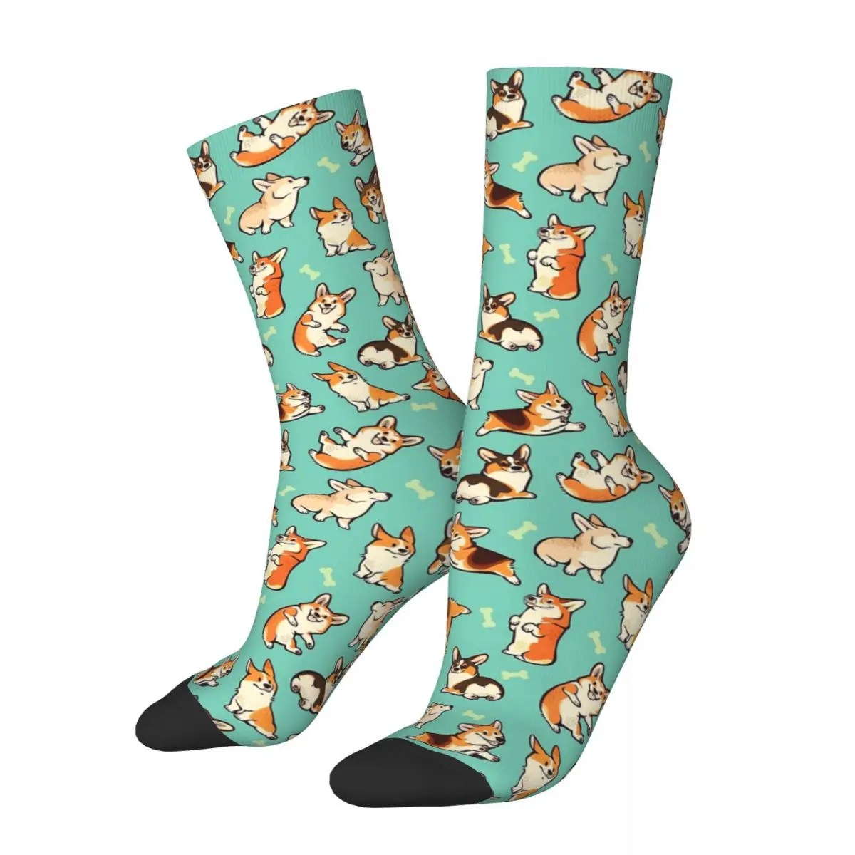 

Autumn Winter Funny Men's Women's Jolly Corgis In Green Socks Sweat Absorbing Football Socks