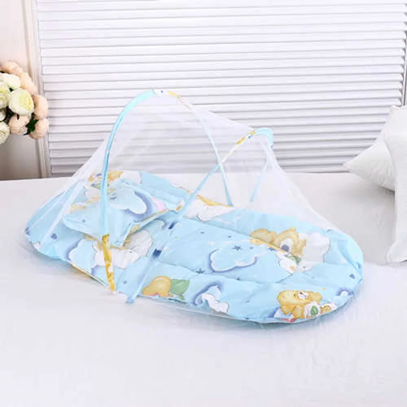 New Summer Baby Folding Cradle Mosquito Net Free Install Full Bottom Crib Tent Cover 0-1 Y Baby Anti-fall Mosquito Net Portable