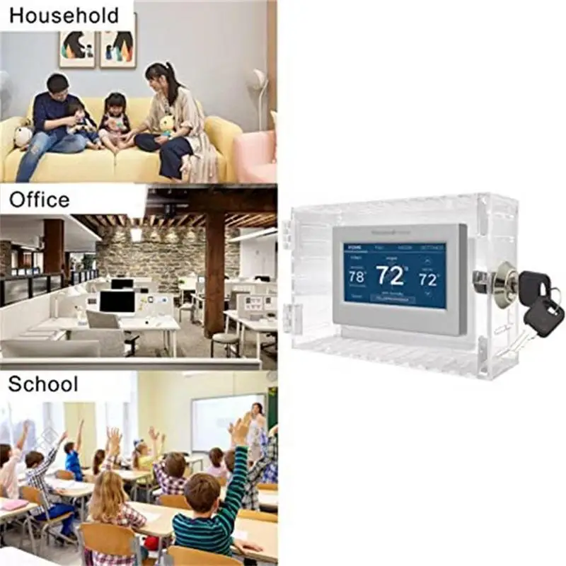 

Thermostat Box Guard With Two Keys Lock Transparent Large Universal Protection Strong Cover Office Home School Equipment