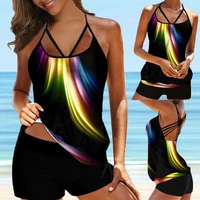 new plus size women swimwear summer beach backless bathing suit tankini shorts swimming suit large size
