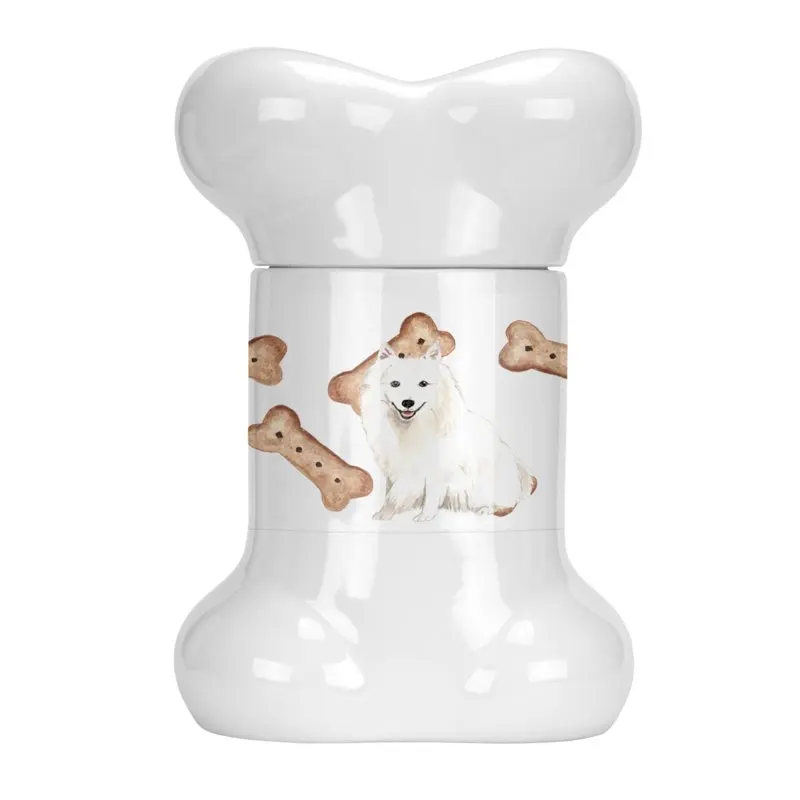 

Lovely Bone-Shaped Multicolor Japanese Spitz Treat Jar - Perfect For Storing Dog Treats & Decorating Your Home!