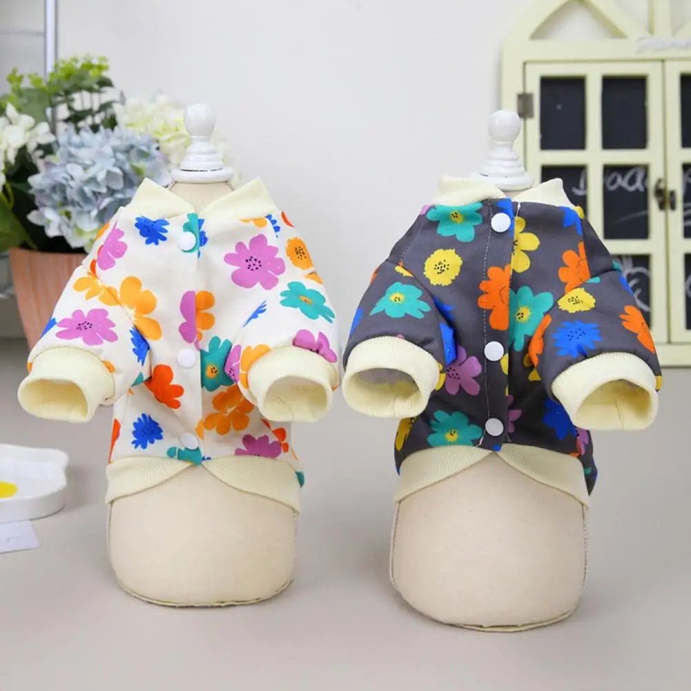 

Lovely Flower Print Button Pet Costume Pet Costume Lightweight Keep Warm