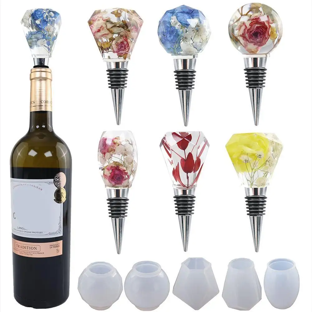

1/5pcs Red Wine Bottle Stopper Epoxy Resin Mold Crystal Silicone Epoxy Resin Mold For Resin DIY Bottle Stopper Making Tools