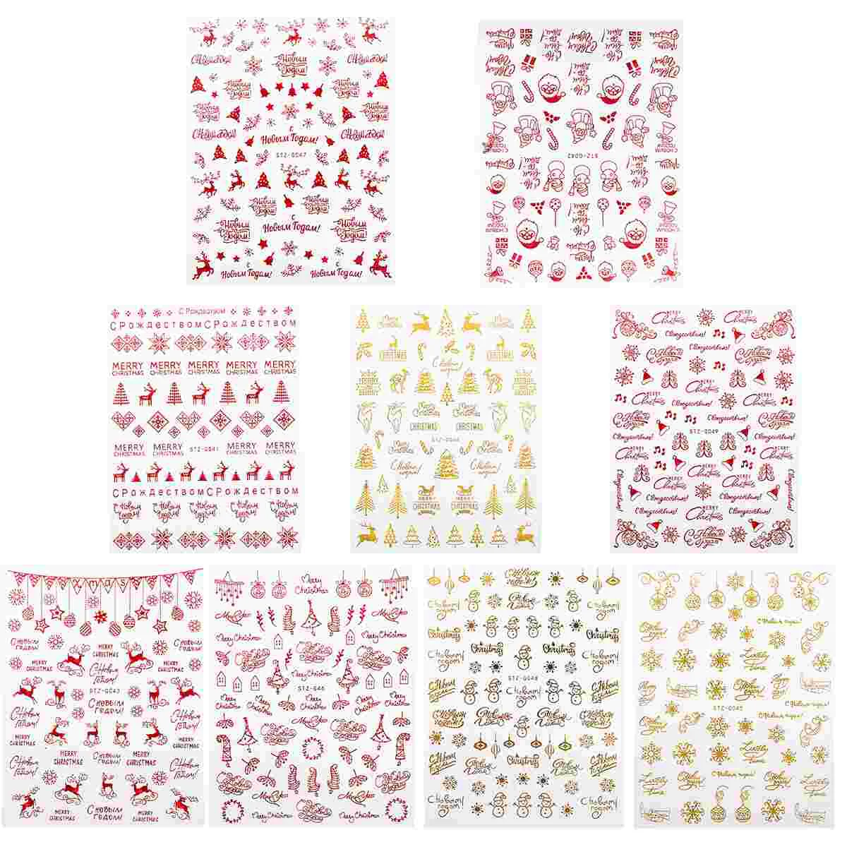 

9 Sheets 3D Self-Adhesive Nail Decals Nail Fashion Nail Decoration Stickers