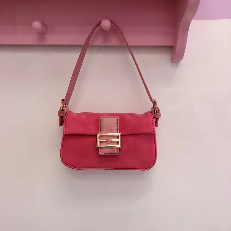 Миниатюрная сумочка для подмышек в стиле ретро с отделкой грязной пудры Женский