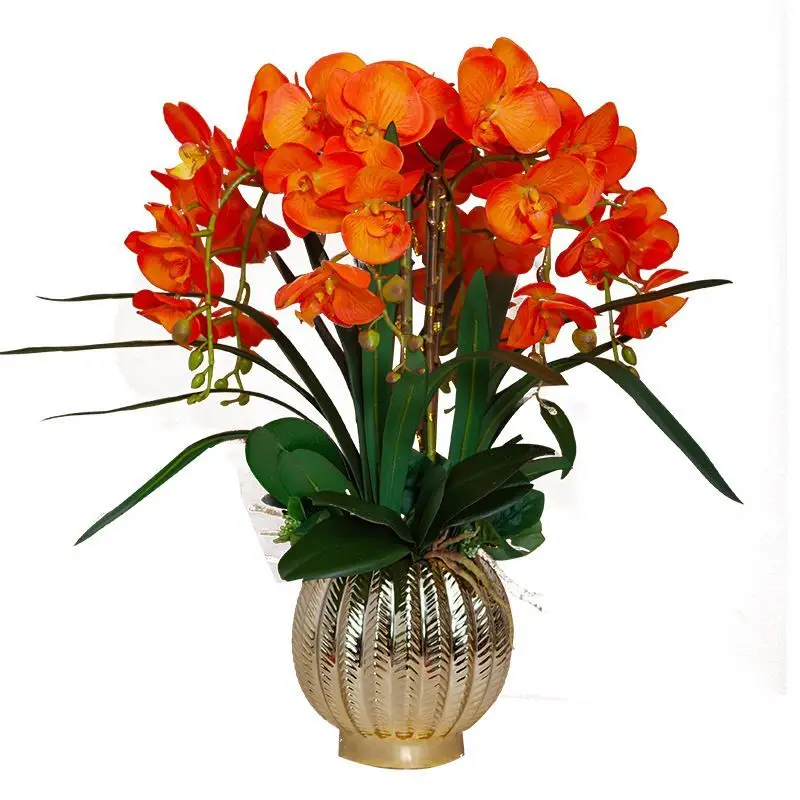 

Orange Phalaenopsis Orchid 3D Real Touch Butterfly Flower Artificial Flower Wedding Floral Home Decoration Party - INDIGO