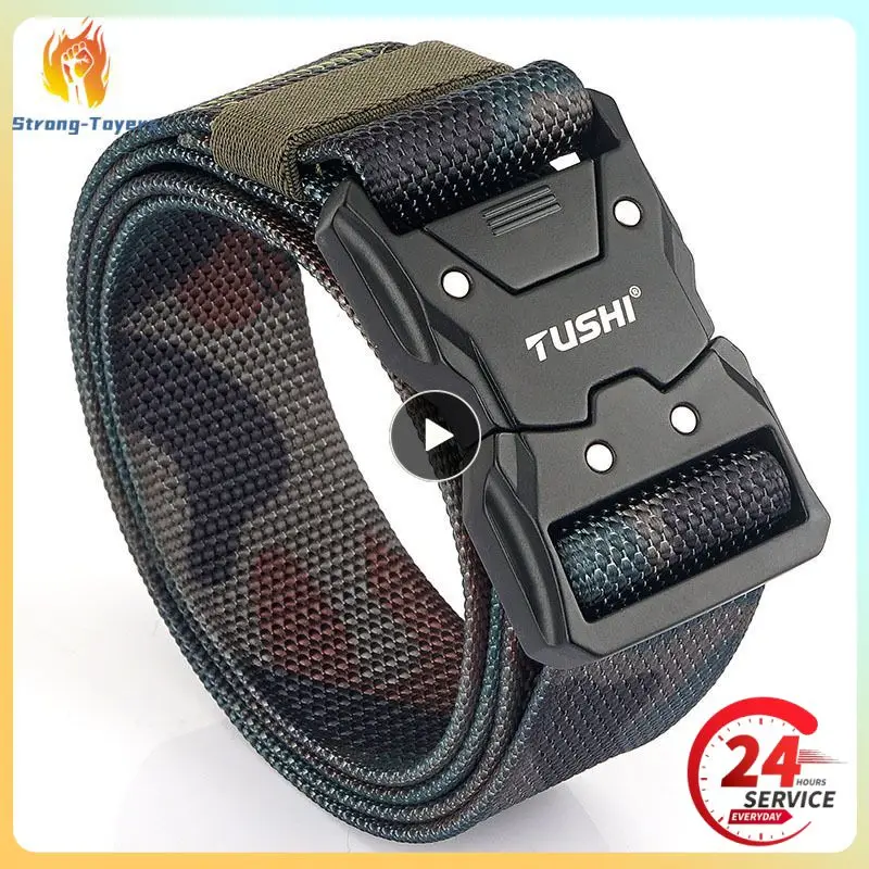 

New Unisex Elastic Belt Hard Alloy Quick Release Buckle Tough Stretch Nylon Men's Military Tactical Belt Work Camp Accessories