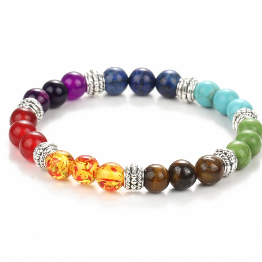 

New 7 Chakra Bracelet Men Black Lava Healing Balance Beads Reiki Buddha Prayer Natural Stone Yoga Bracelet For Women