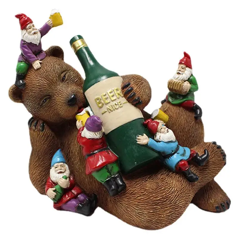 

Funny Garden Gnomes Funny Drunk Dwarf Statue Bear Holding A Beer Bottle Novelty Funny Resin Statue Miniature Landscape For Lawn