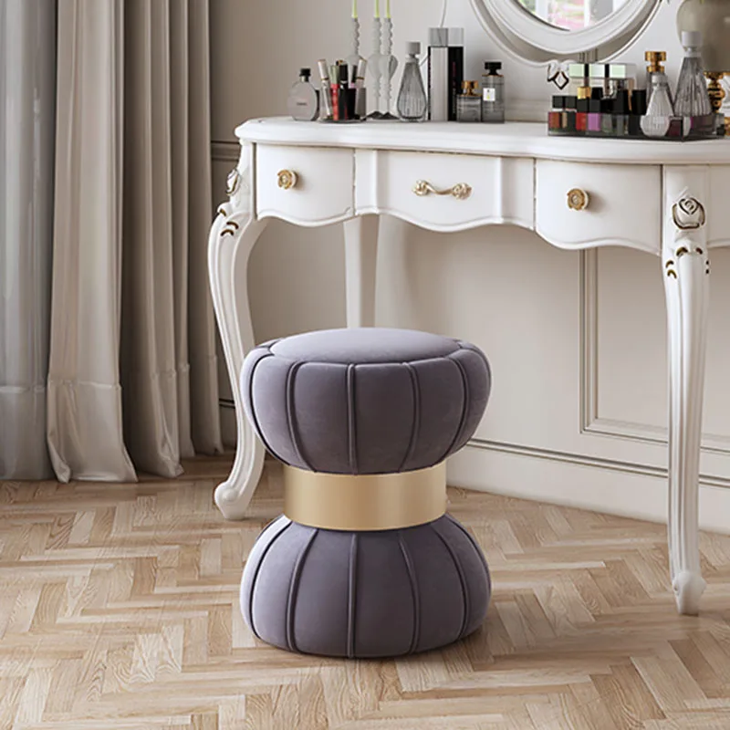 

Gold Round Stool Chair Minimalist Kawaii Hallway Vanity Stool Chair Living Room Nordic Modern Tabourets De Bar Home Furniture