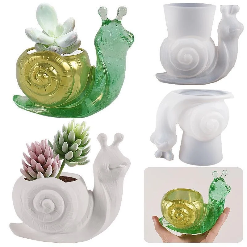 

Crystal Glue Silicone Mold Snail 3d Flower Potted Plant Table Storage Box Diy Resin Plaster 3d Snail Pottery Mould