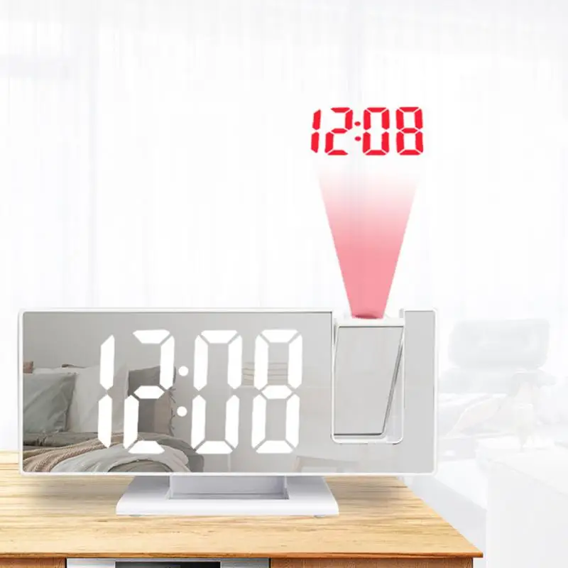 

LED Digital Smart Alarm Clock Watch Table Electronic Desktop Clocks USB Wake Up Clock With 180° Time Projection Snooze Clocks