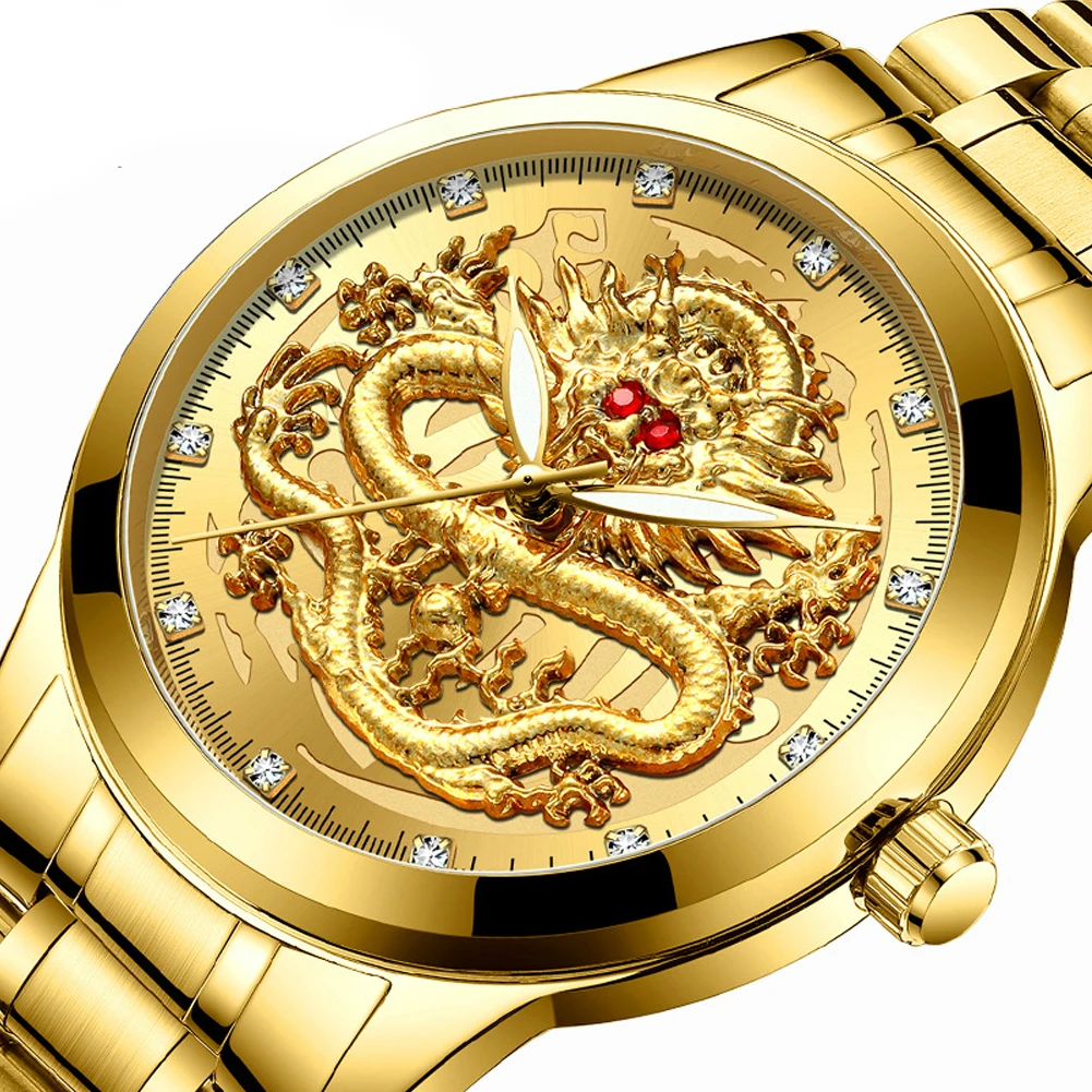 

Men Watches Top Brand Luxury Quartz Business Men Watch Gold Stainless Steel Waterproof Men Clock Red Crystal Military Watch XFCS
