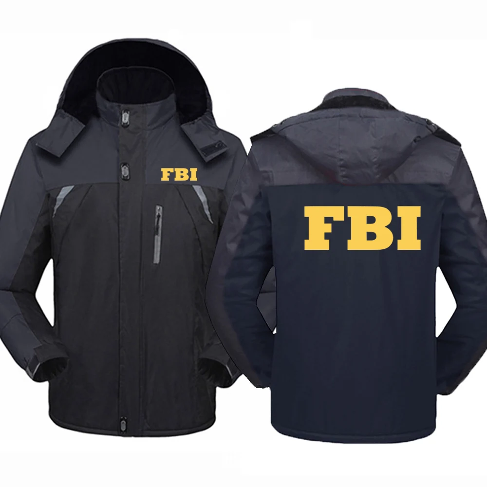 

FBI 2021 Men's New Autumn And Winter Fashion Thick Warmer Parka Hooded Windbreaker Cotton Thick Coat Slim Fit Casual Jacket Tops