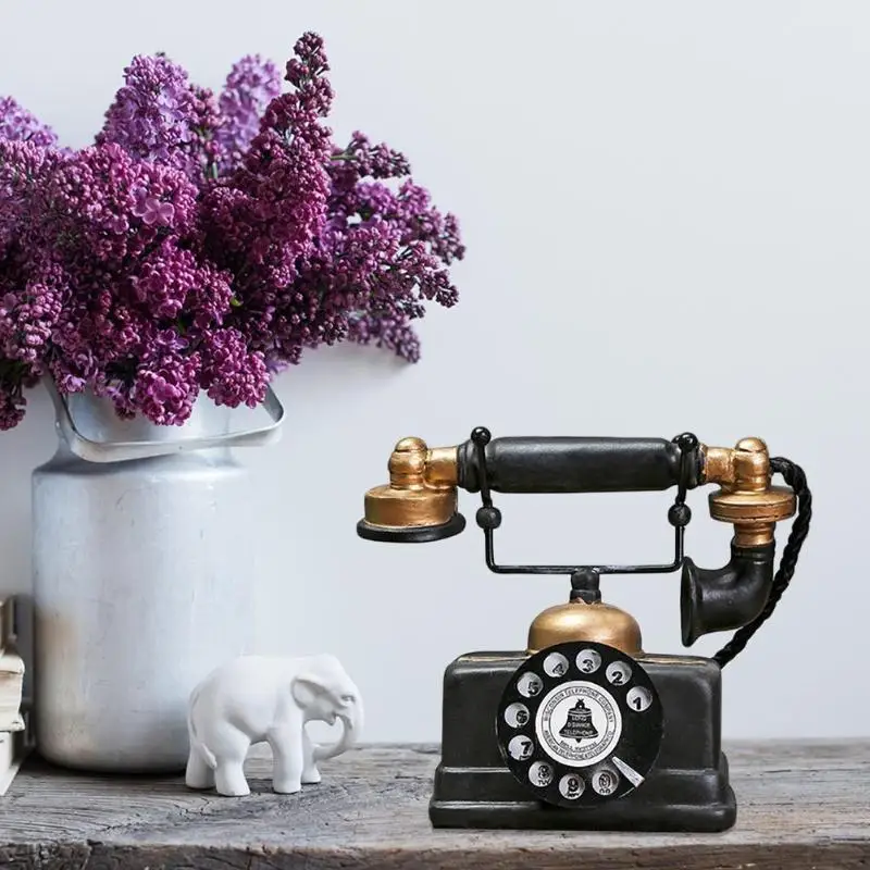 

2022 Creative Promotional Gift Retro Telephone Model Antique Desktop Ornament Craft Home Decoration Figurines Specific Gift