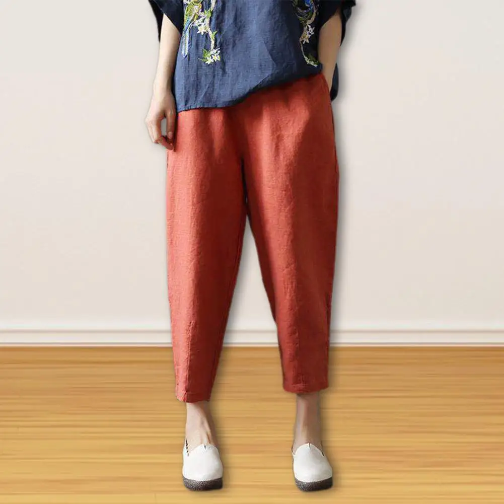 

Slant Pockets Quick Drying Lady Straight Loose Ninth-Length Pants Female Clothes