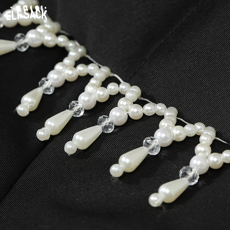 ELFSACK Black Warm Down Coats Women 2022 Winter New Loose Designed Jackets