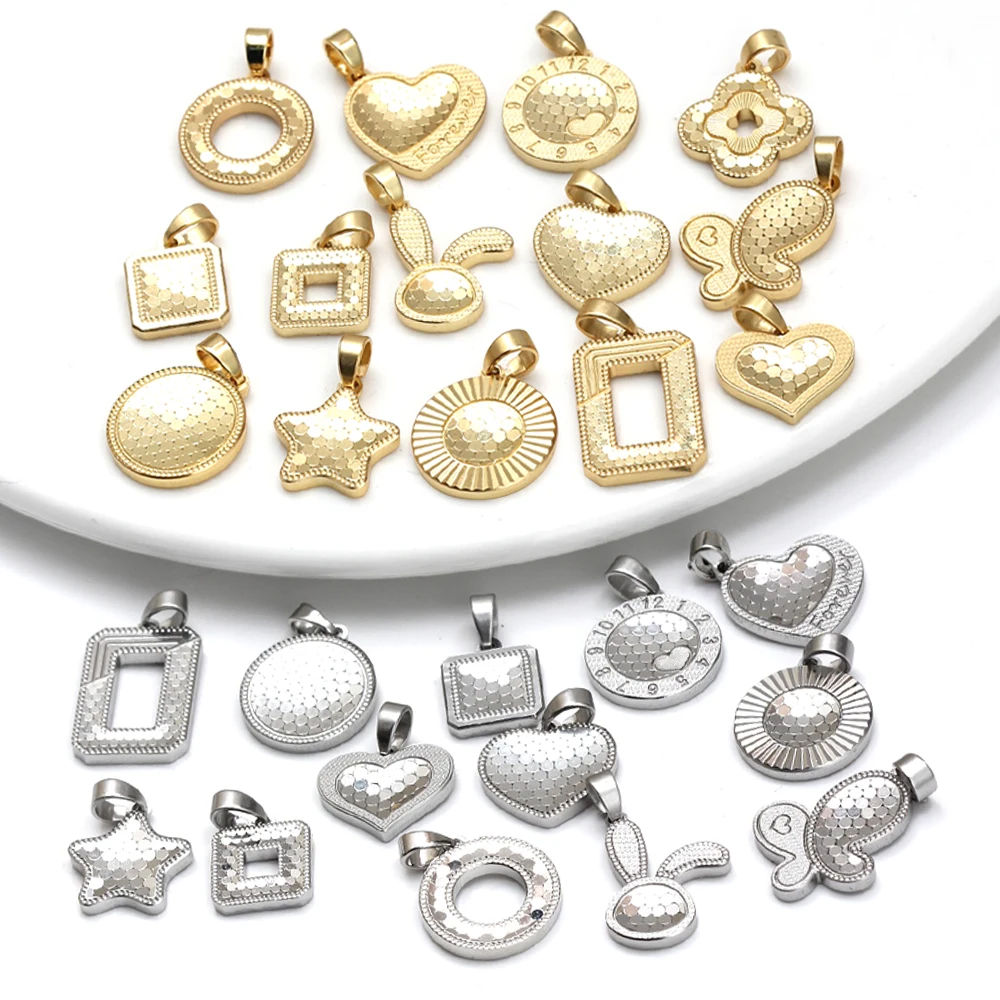 Кулон в виде рыбьей чешуи с сердечком головой кролика бабочкой медной подвеской