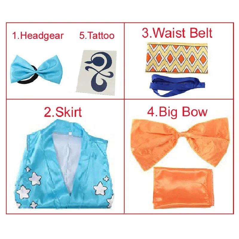 Nami косплей костум Хэллоуин Аниме карнавал Damesjurk Inclusief наклейки с татуировками