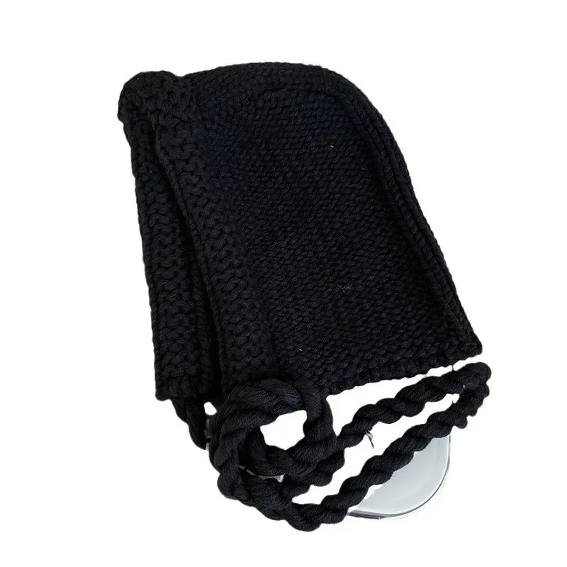 Красный шарф-бочонок женская осенне-зимняя теплая утолщенная вязаная шапка с