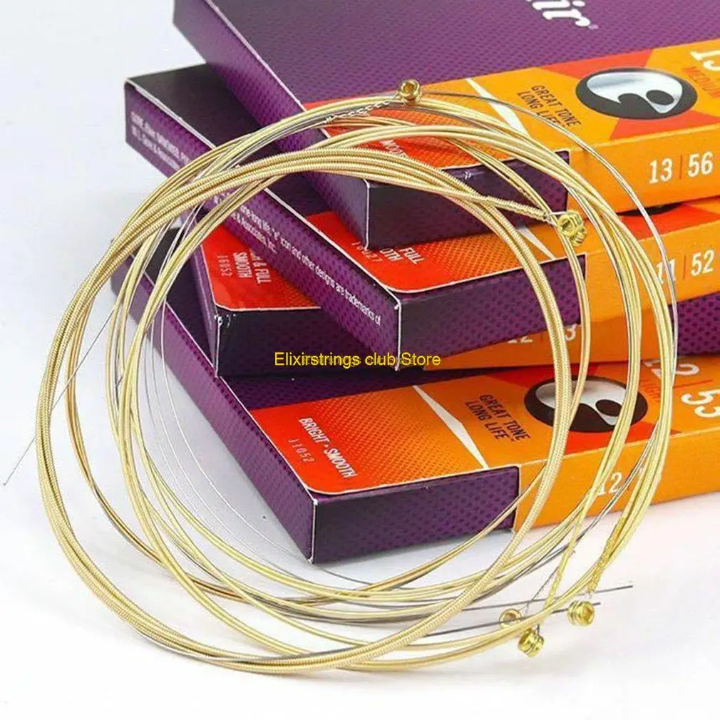 10/12 Sets Guitar Strings Set Elixir String Art 16052 For Acoustic Electric Guitar NANOWEB 80/20 Bronze Light Rope Free Shipping