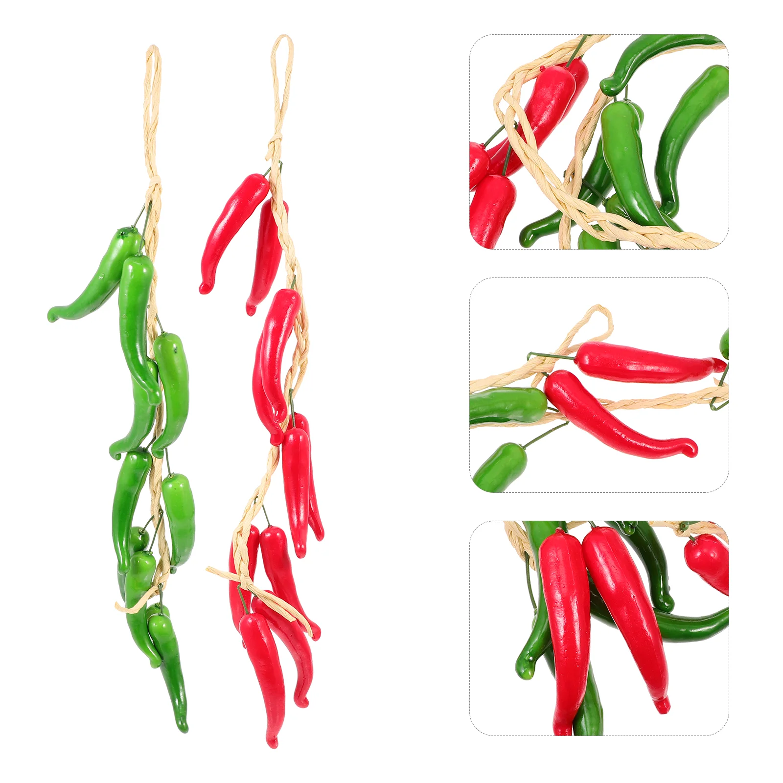 

2 Pcs Hanging Pepper Ornament Vine Decor Farmhouse Fake Vegetable Fall Peppers Chili Strings Lifelike Red Model