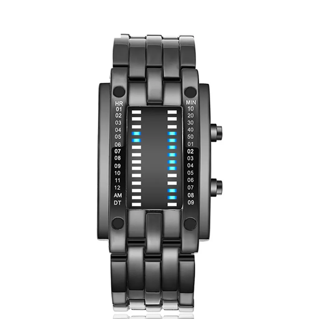 

2023 Men Women Future Technology Binary Black Stainless Steel Couple Watch Date Digital Led Bracelet Sport Watches RelóGio New