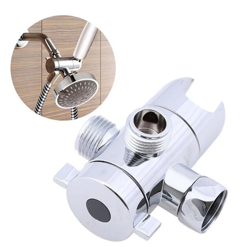 

Chrome 3 Way Tee Connector Shower Head Fixed Seat Diverter Bathroom Adjustable Handheld Shower Head Arm Mounted Diverter Valve