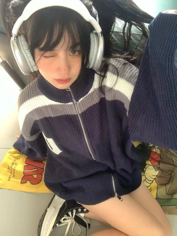 Женский кардиган на молнии в стиле Харадзюку элегантный универсальный свободный