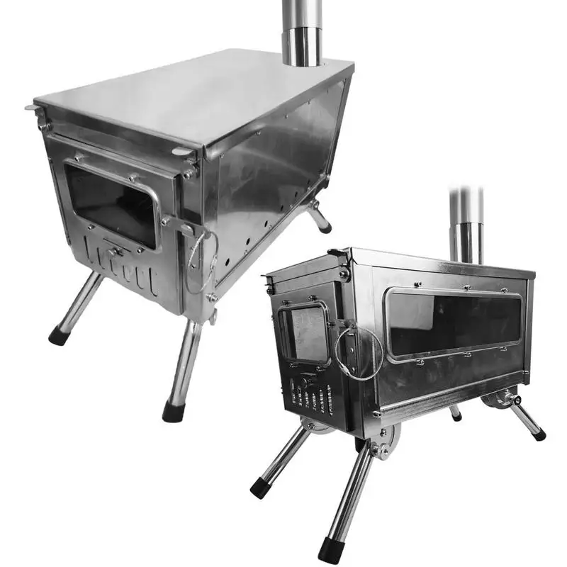 

Уличная портативная дровяная плита | Плита для кемпинга из нержавеющей стали для горячих палаток | Складная горелка для нагрева, уличная деревянная плита