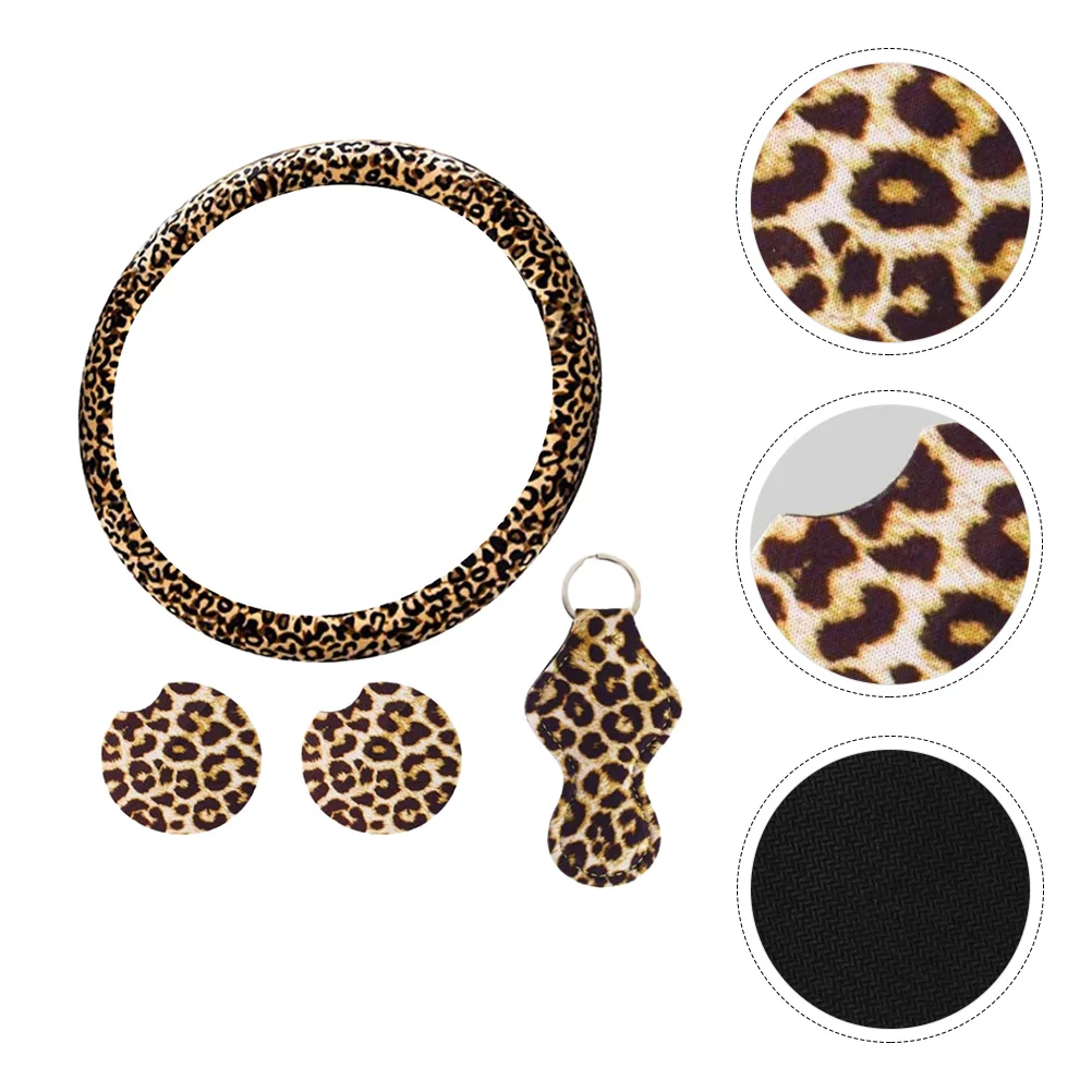 

Steering Wheel Cover Car Anti Protector Wrap Auto Set Keychain Dust Sleeve Grip Holder Key Gear Keyring Accessories Absorb Women