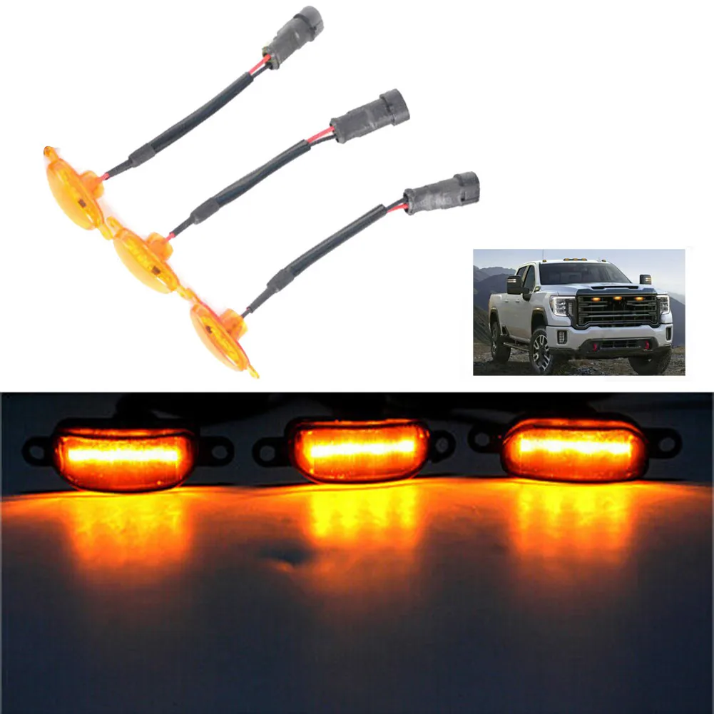 

Grill 3*LED Light 1*wire Style 4500k Cover Grille LED Light Raptor Amber For GMC Sierra 2500 HD 2019-2021 Durable