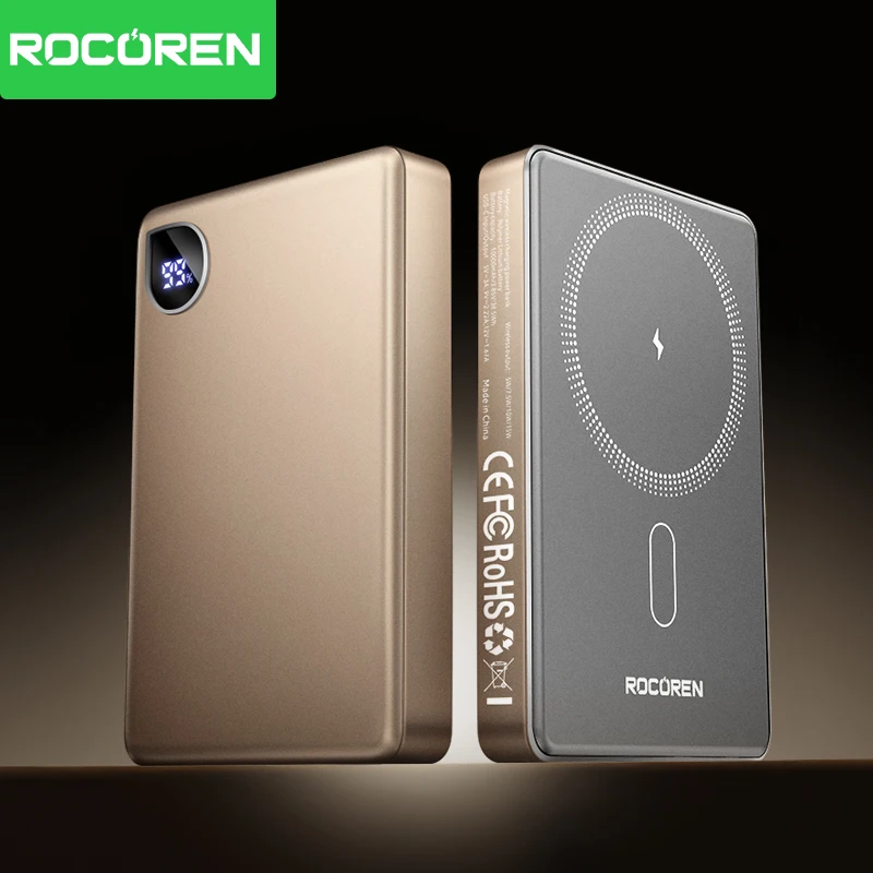 Rocoren Магнитный 20 Вт 10000 мАч Беспроводной внешний аккумулятор 5000 Тонкое