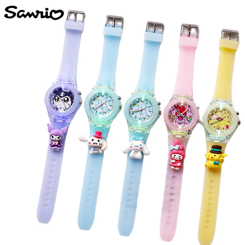 

Sanrio peripheral cartoon kawaii cute cinnamon roll my Melody Kulomi creative luminous silicone electronic watch gift wholesale