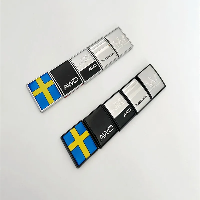 Фото 3D Metal AWD Sweden Flag Crown Logo Rear Trunk Emblem Badge Sticker Decals For Volvo V40 V60 C30 S60 S80 S90 XC90 XC60 XC40 №3