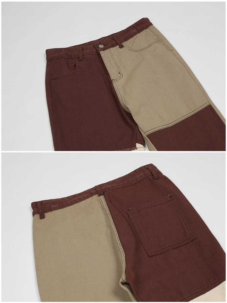 Four Seasons Men's Jeans Casual Slim Stitching Hip Hop Men's Loose Jeans Men's Fashion Trend Pants Streetwear Ins Hot Sale JEANS