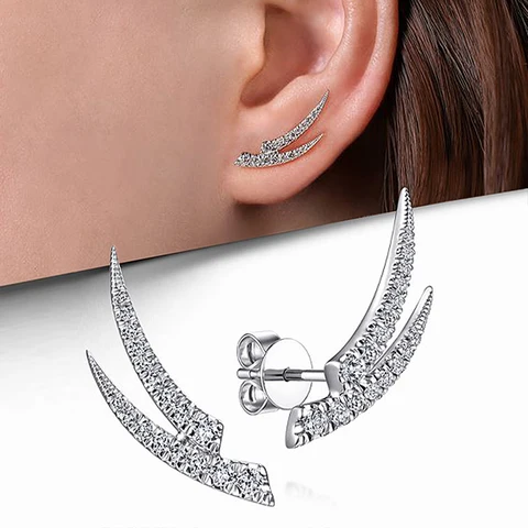 Серьги-гвоздики Huitan серебристого цвета