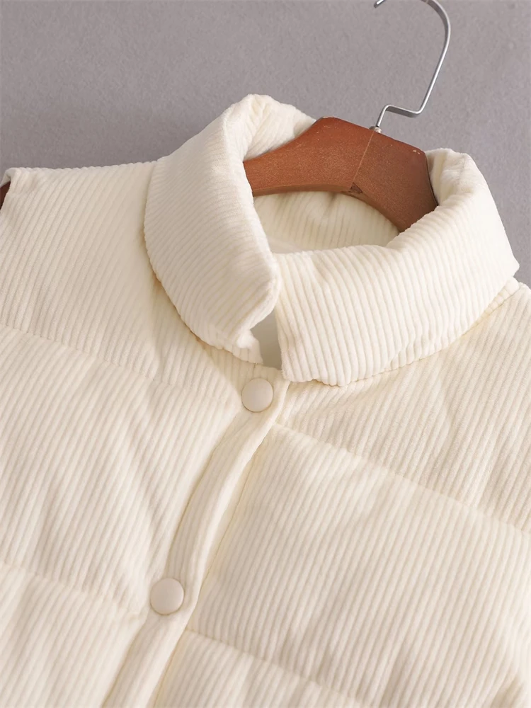 KEYANKETIAN Women's Short Padded Vest Autumn and Winter Single Breasted Loose Corduroy Texture Sleeveless Padded Mujer Jacket