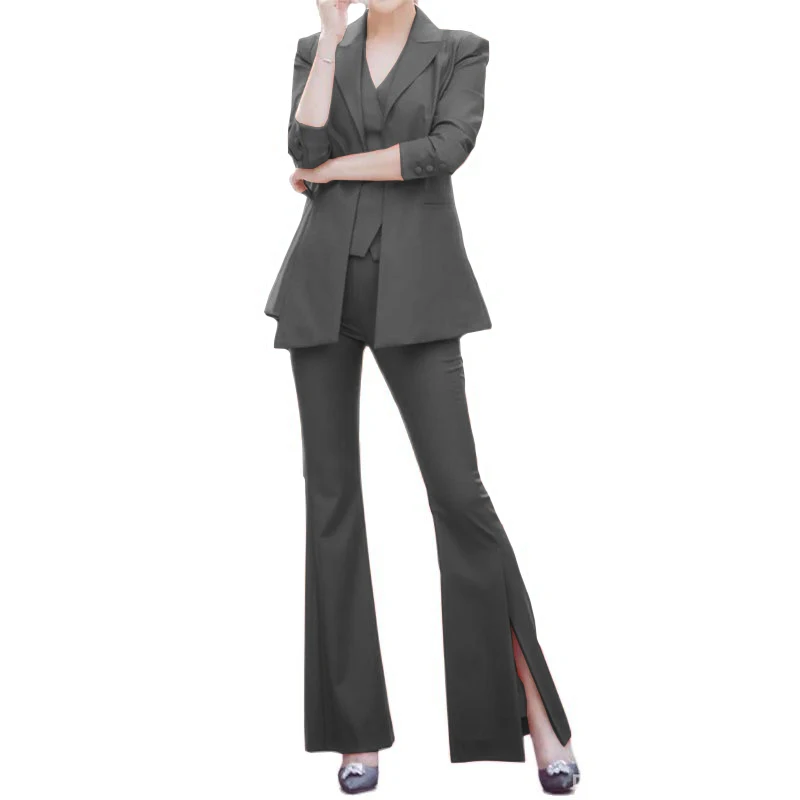 Женские костюмы из трех предметов деловой Блейзер брюки жилет коралловый