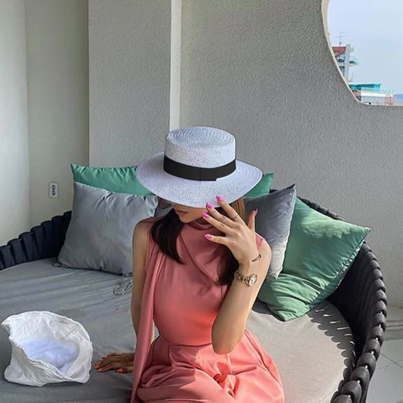 Шляпка от солнца в стиле унисекс однотонная пляжная Панама с широкими полями