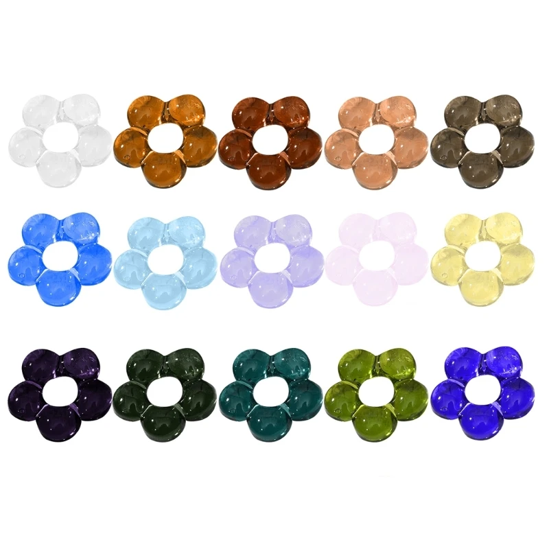 

Glass Flower Pendant Hollow Five Floral Charm Jewelry DIY Supplies