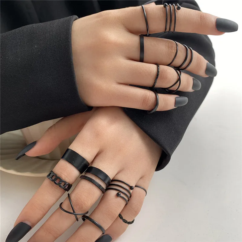 

16pcs/set Vintage Gothic Metal Rings Set for Women Girls Geometric Retro Multi Knuckle Joint Finger Ring Fashion Jewelry Gifts