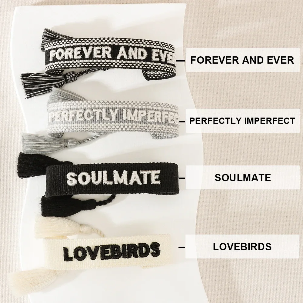 Новинка 2023 плетеный браслет с трехмерной вышивкой и буквами Регулируемая