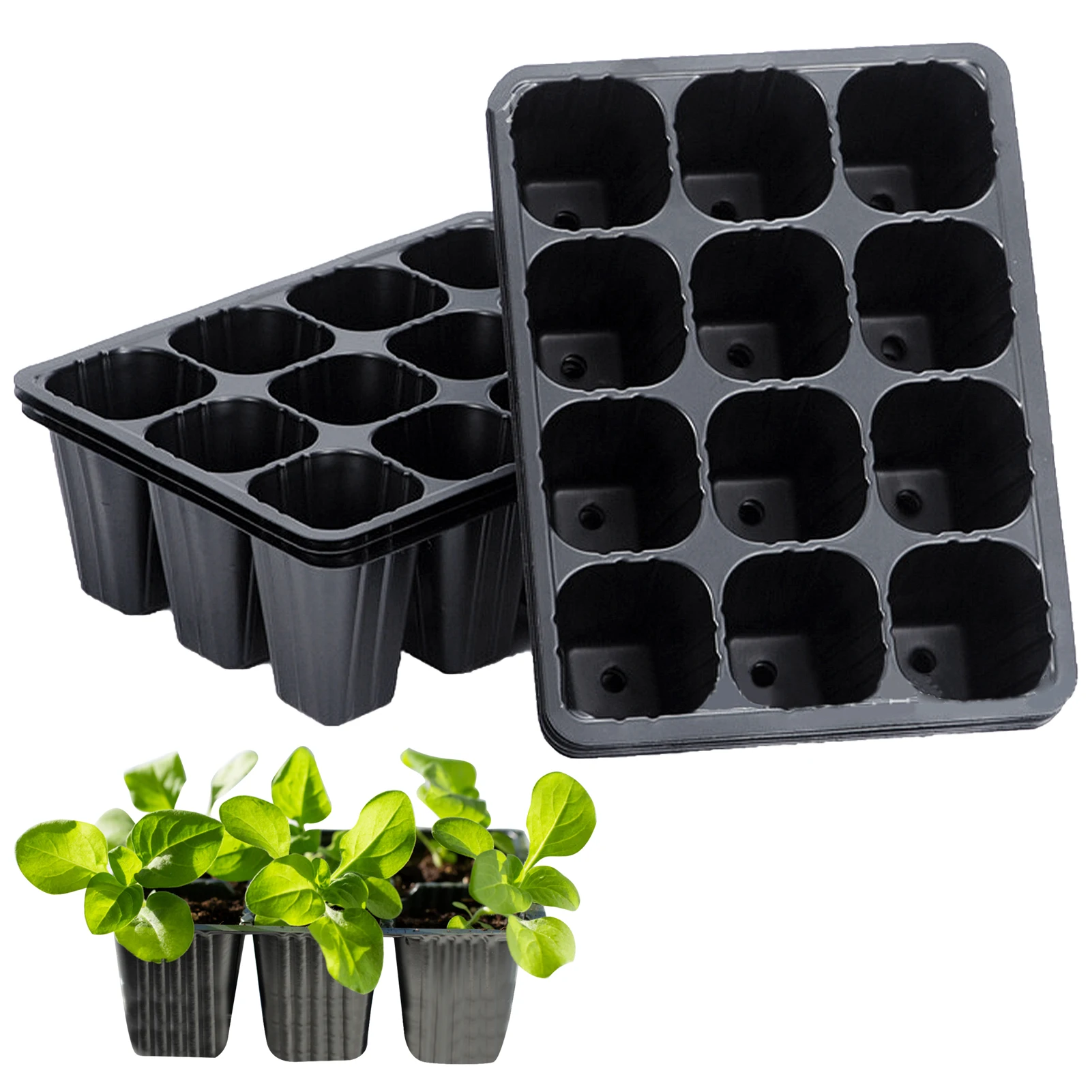 

10 Seed Trays 12 Cells Germination Propagation Trays Cavity Growing Seedlings Insert Recycled Plastic