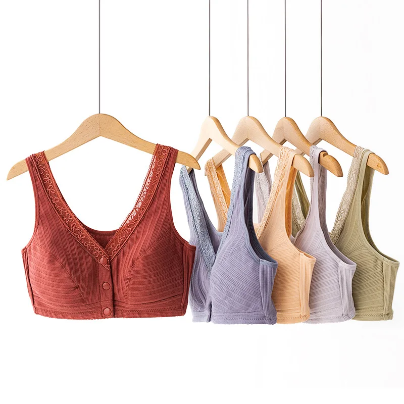 

1PC Plus Size Women Lingerie Bra Women's Bras Without Bones Mom's Underwear Middle-aged Elderly Thin Tank Top Cotton Bra